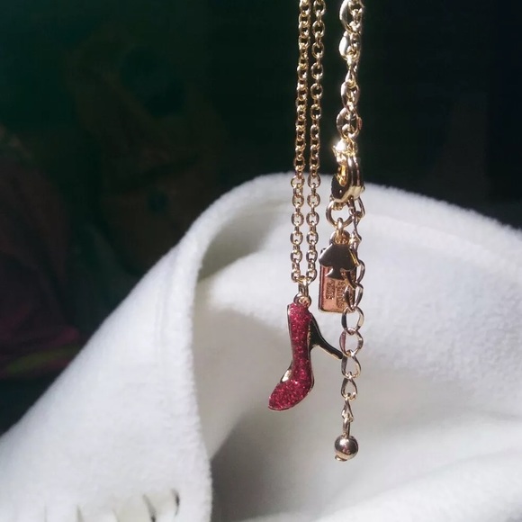 👠New! Kate Spade Red Glitter High Heel Necklace - Picture 3 of 5